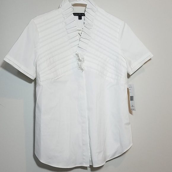 Lafayette 148 New York Tops - NWT Lafayette 148 High Ruffle Collar button down